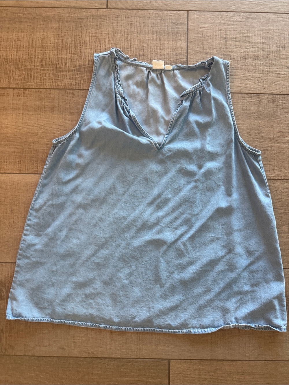GAP Womens Light Blue Soft Denim V-Neck Sleeveless Tank